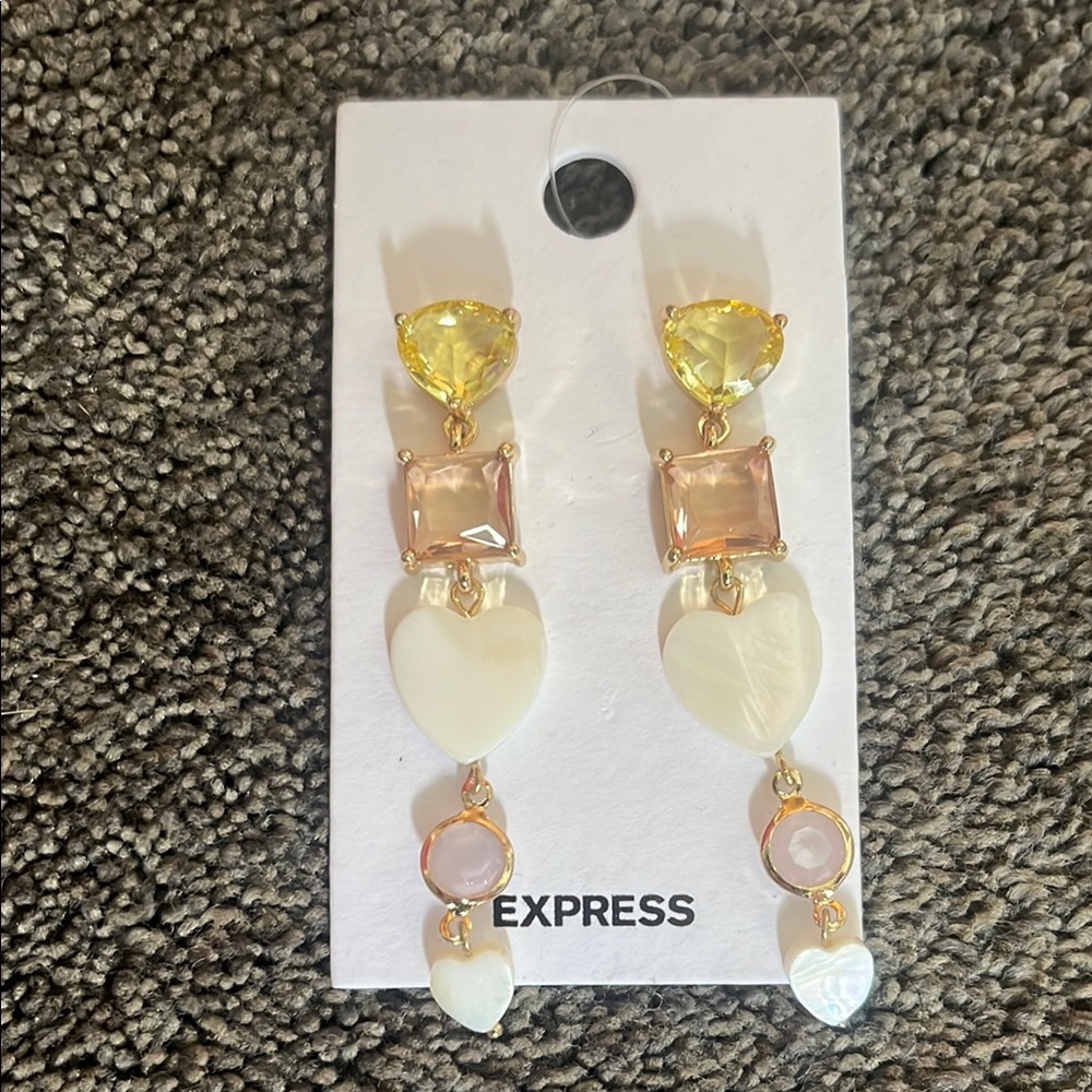 Express Gold and Cream Textured Drop Earrings